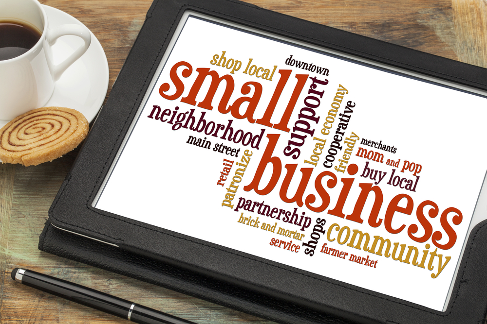 Small,Business,Word,Cloud,On,A,Digital,Tablet,With,A